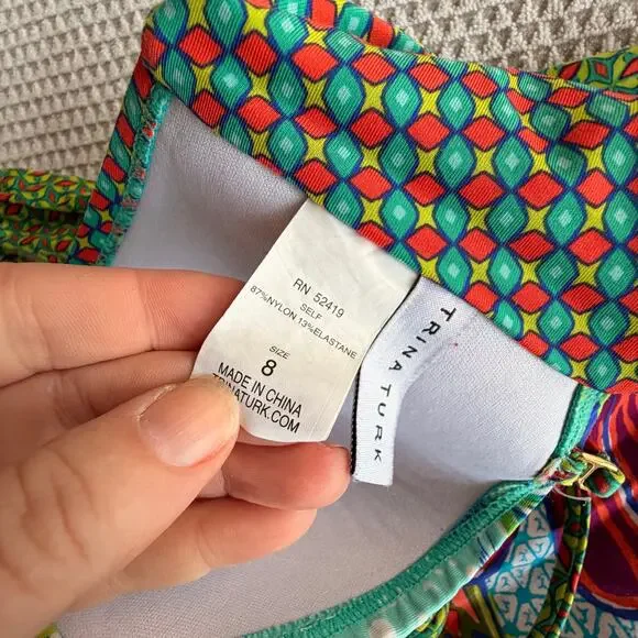 TRINA TURK ZANZIBAR BANDEAU Swimsuit Bikini SET Sz 8 Top & Sz 6 Bottom strap - Picture 9 of 10